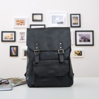 Vintage synthetic leather satchel - Black - Backpack School backpack