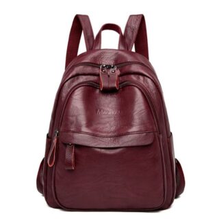 PU leather backpack for women - Red - Leather Handbag