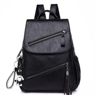 Vintage synthetic leather backpack - Black - Backpack Handbag