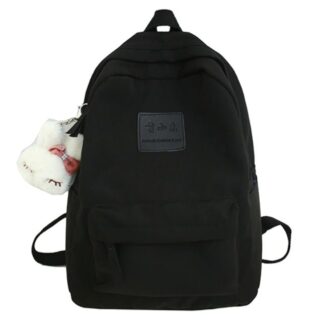 Teenage Waterproof Nylon Backpack - Black - Backpack Backpack