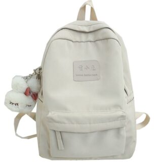 Teenage Waterproof Nylon Backpack - White - Handbag Backpack