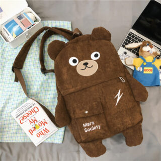 Winter Bear Travel Backpack - Khaki - Plush Backpack