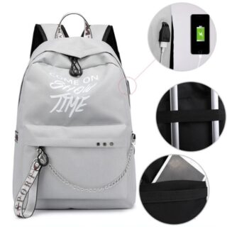 Women's brightly coloured backpack - Grey - School Backpack Backpack