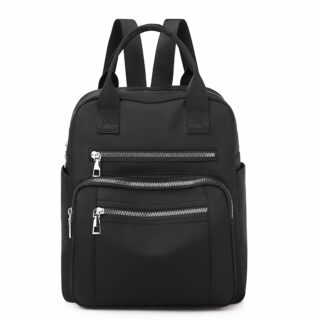 Women's casual backpack ideal for travel - Black - Leather Handbag