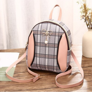 Women's Mini Checked Backpack - Pink - Backpack