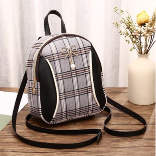 Women's Mini Checked Backpack - Black - Handbag Backpack