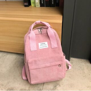 Women's Corduroy Computer Backpack - Pink - School Backpack Backpack