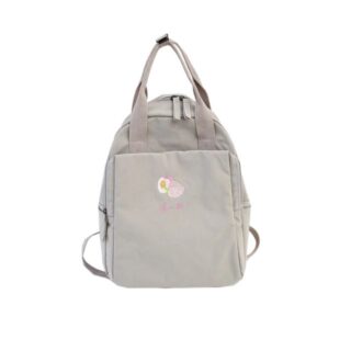 Women's Nylon Embroidered Backpack - Grey - Handbag Backpack