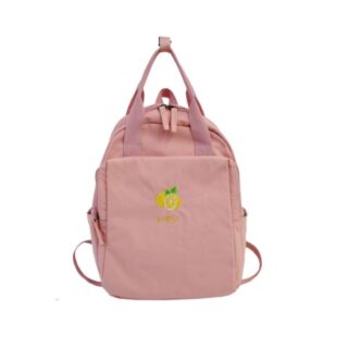 Women's Nylon Embroidered Backpack - Pink - Handbag School Backpack