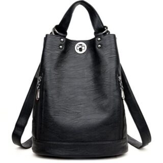 Women's Leather Backpack - Black - School Backpack Backpack