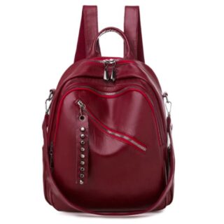 Women's leather backpack - Red - Leather Handbag