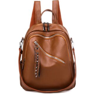 Leather backpack for women - Brown - Leather handbag