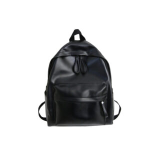 Preppy leather backpack for women - Black - Leather Backpack