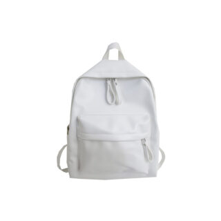 Women's preppy leather backpack - White - Tong Nian Backpack