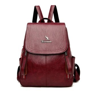 Women's Genuine Leather Backpack - Red - Handbag Bag