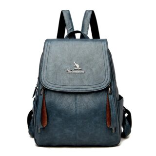 Women's Genuine Leather Backpack - Blue - Women's Leather Backpack Backpack