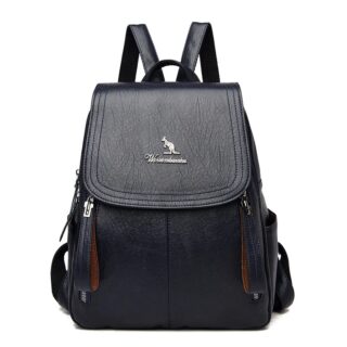 Genuine Leather Backpack for Women - Dark Blue - School Backpack Bag
