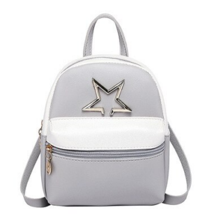 Women's PU Leather Mini Backpack - Grey - Handbag Backpack