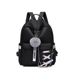 Women's retro style backpack - Black - Backpack School backpack