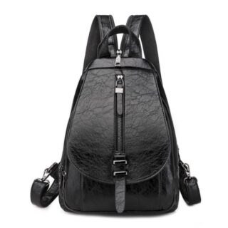 Women's Summer PU Leather Backpack - Black - Backpack Women's Handbag