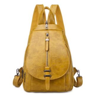 Women's Summer PU Leather Backpack - Yellow - Leather Backpack