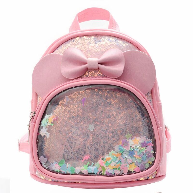 Pink Small Girl’s Backpack With Bow