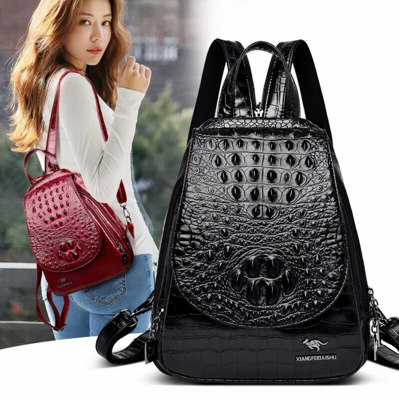 Women'S Crocodile Pattern Luxury Backpack - Image 4