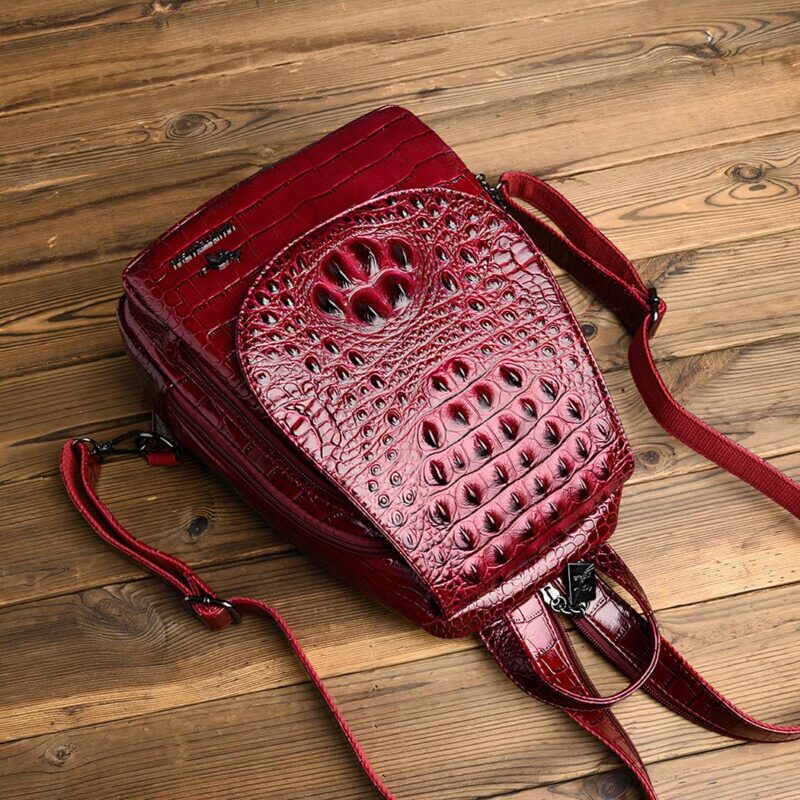 Women'S Crocodile Pattern Luxury Backpack - Image 5