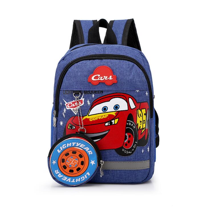 Cars denim backpack with white background