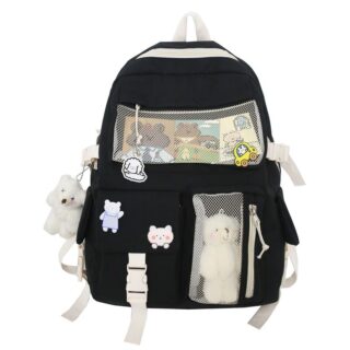 Backpack with small plush bear for girls