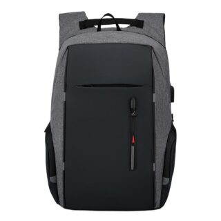 Casual Backpack with USB Charger - Grey - Laptop Backpack