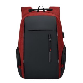 Casual Backpack with USB Charger - Red - Laptop Backpack