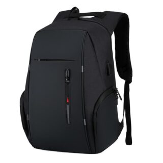 Casual Backpack with USB Charger - Black - Laptop Backpack