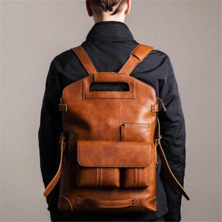 Designer leather backpack - Brown - Leather Handbag