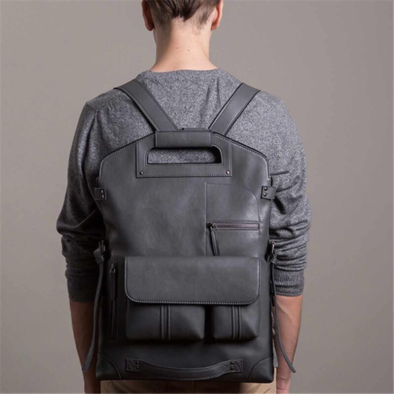 Designer Leather Backpack - Grey - Handbag Shoulder Bag