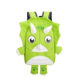 Sac à dos forme dinosaure pour enfant vert avec un fond blanc