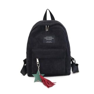 Velvet backpack for women - Black - Backpack School backpack