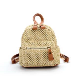 Elegant mini straw backpack for women