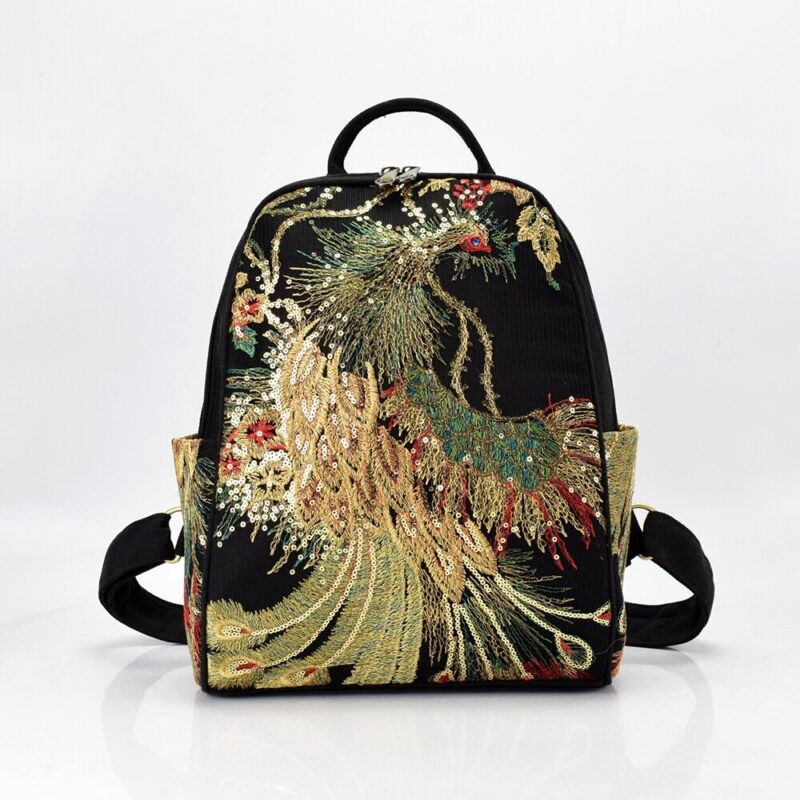 Embroidered Silk Backpack For Women