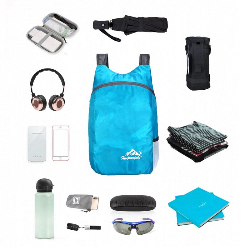 Turquoise Blue Waterproof Folding Backpack - Image 2