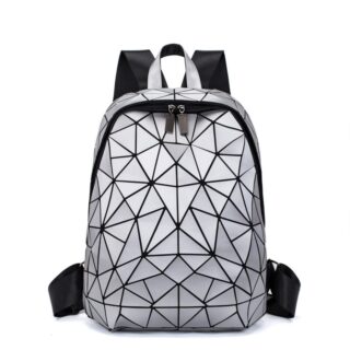 Geometric hologram backpack for women