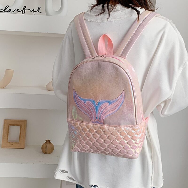 Girl'S Backpack With Mermaid Pattern