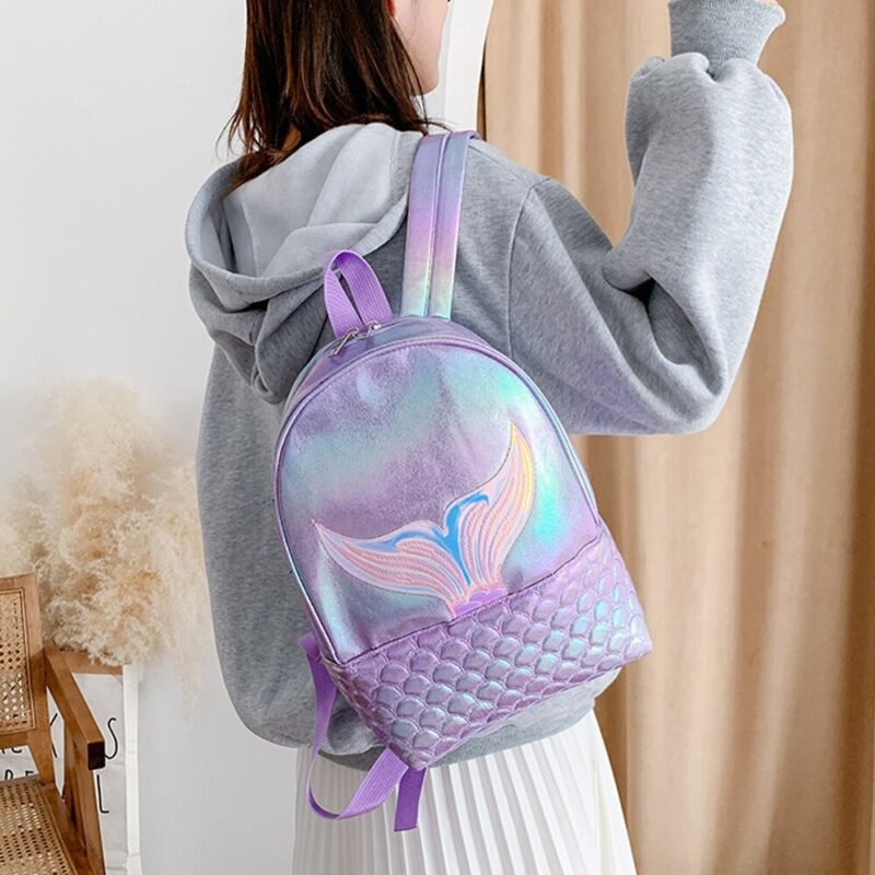 Girl'S Backpack With Mermaid Pattern