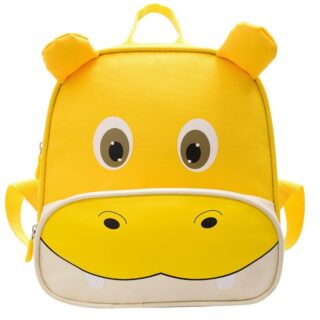 Sac à dos hippopotame pour enfant jaune avec un fond blanc