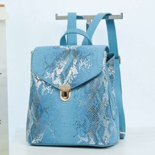Leather backpack for women with python pattern