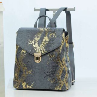 Leather backpack for women with python pattern