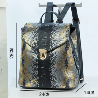 Women's leather backpack with python pattern on a high quality belt