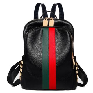 Luxury leather backpack with two vertical stripes