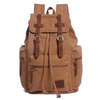 Men's Canvas Backpack - Brown - School Backpack Backpack