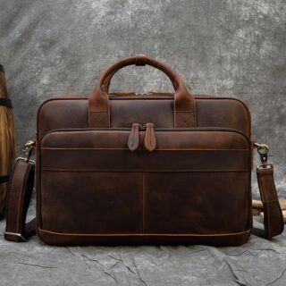 Sac cartable homme style Vintage - Marron - Sac d'ordinateur portable Mallette